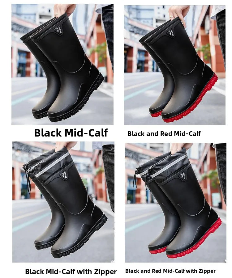 Men's German-Style Waterproof Rain Boots – High Tube, Snake-Bite Resistant, Thickened Rubber