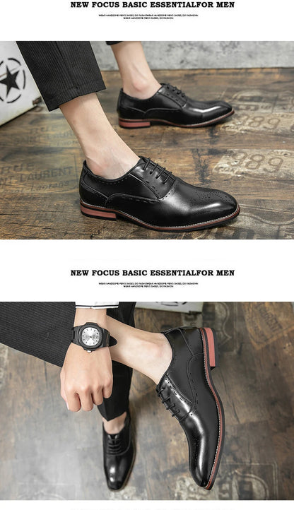 Men's Classic Italian Oxford Dress Shoes – Pointed Toe, Microfiber, Formal Business Shoes