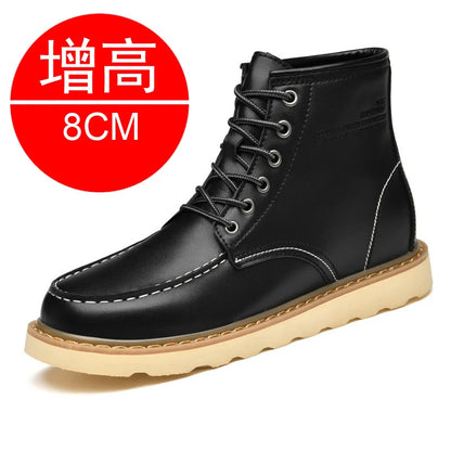 Men's Elevator Hidden Heel Boots – Height Increasing 6CM 8CM 10CM, Microfiber Leather, Warm Lining