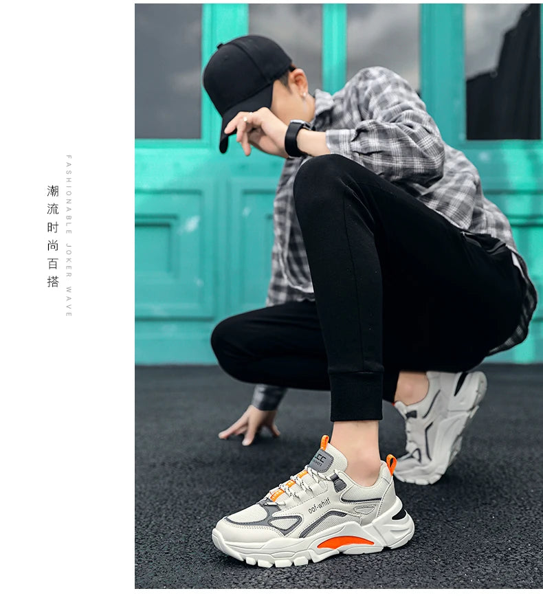 Men's Breathable Mesh Soft Sole Running Sneakers – Lace-Up, All-Season Comfort Walking Shoes