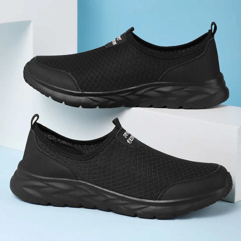 Men's Classic Breathable Mesh Slip-On Sneakers – Lightweight, Anti-Odor, Casual Running Shoes