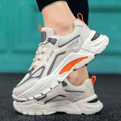 Men's Breathable Mesh Soft Sole Running Sneakers – Lace-Up, All-Season Comfort Walking Shoes