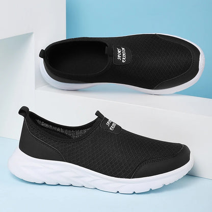 Men's Classic Breathable Mesh Slip-On Sneakers – Lightweight, Anti-Odor, Casual Running Shoes