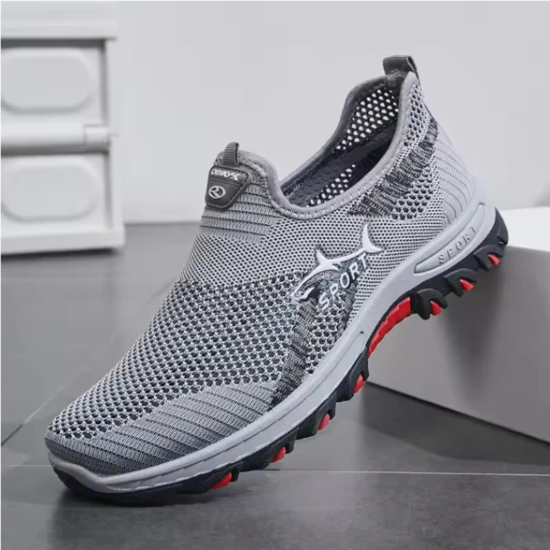 Men's Hollow Mesh Slip-On Casual Sneakers – Breathable, Lightweight, Non-Slip Summer Shoes