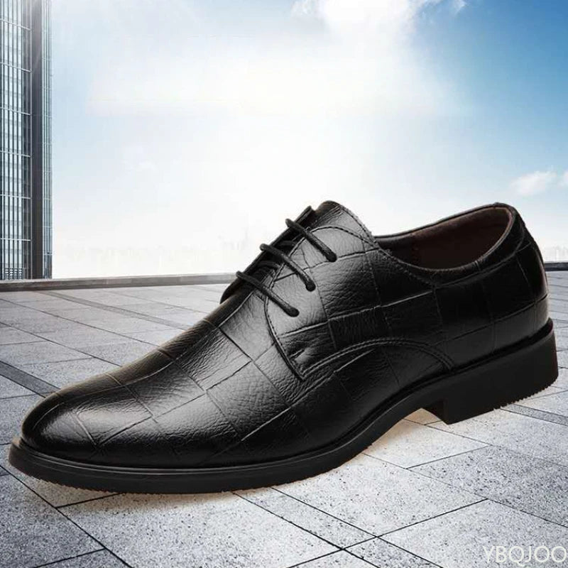 Men's Soft Sole Business Casual Loafers – Breathable PU, Lace-Up, Versatile Work Shoes