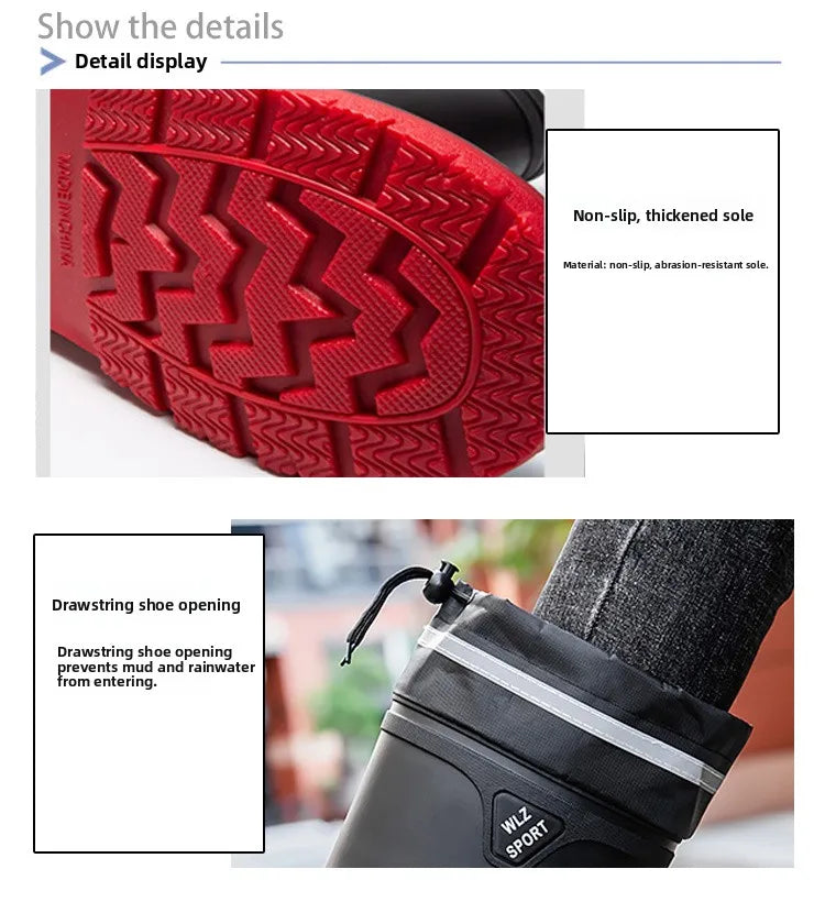 German Style Men's Rain Boots Long High Tube Waterproof Outdoor Camping Fishing Snake Bite Resistant Thickened Rubber Shoes