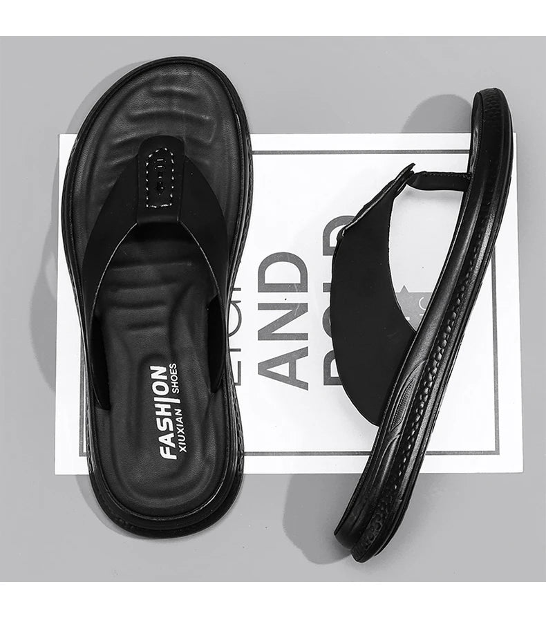 Men's Anti-Slip Waterproof Outdoor Flip Flops – Microfiber, Comfort Beach Sandals