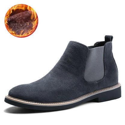 Men's British Style Chelsea Boots – Suede Leather, Slip-On, Pointed Toe Ankle Boots