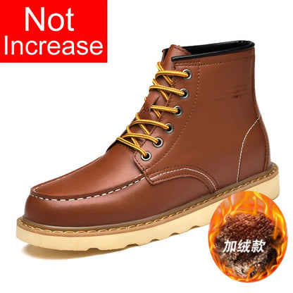 Men's Elevator Hidden Heel Boots – Height Increasing 6CM 8CM 10CM, Microfiber Leather, Warm Lining