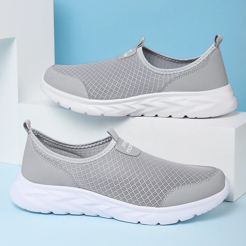 Men's Classic Breathable Mesh Slip-On Sneakers – Lightweight, Anti-Odor, Casual Running Shoes