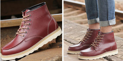 Men's Elevator Hidden Heel Boots – Height Increasing 6CM 8CM 10CM, Microfiber Leather, Warm Lining