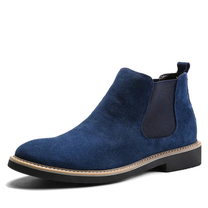 Men's British Style Chelsea Boots – Suede Leather, Slip-On, Pointed Toe Ankle Boots