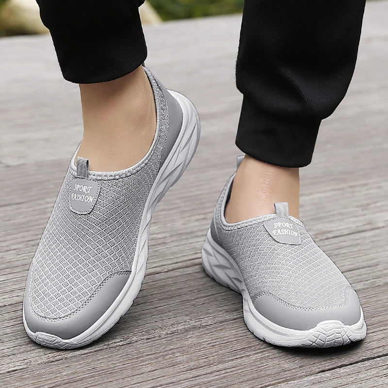Men's Classic Breathable Mesh Slip-On Sneakers – Lightweight, Anti-Odor, Casual Running Shoes