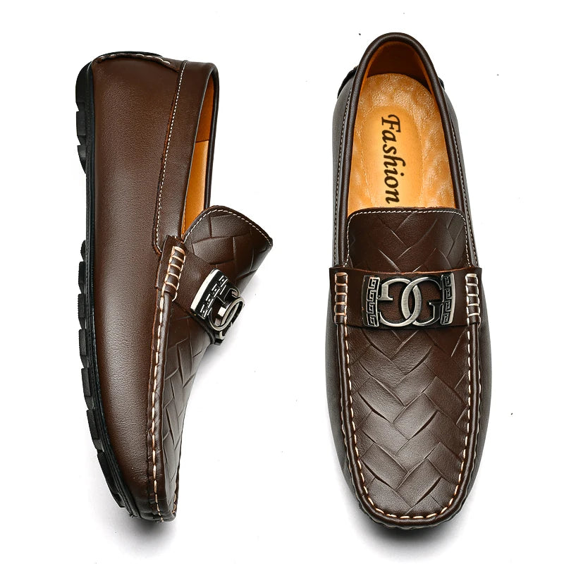 Men's Top-Grain Cowhide Business Casual Leather Loafers – Breathable, Sophisticated Summer Shoes