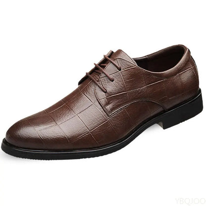 Men's Soft Sole Business Casual Loafers – Breathable PU, Lace-Up, Versatile Work Shoes