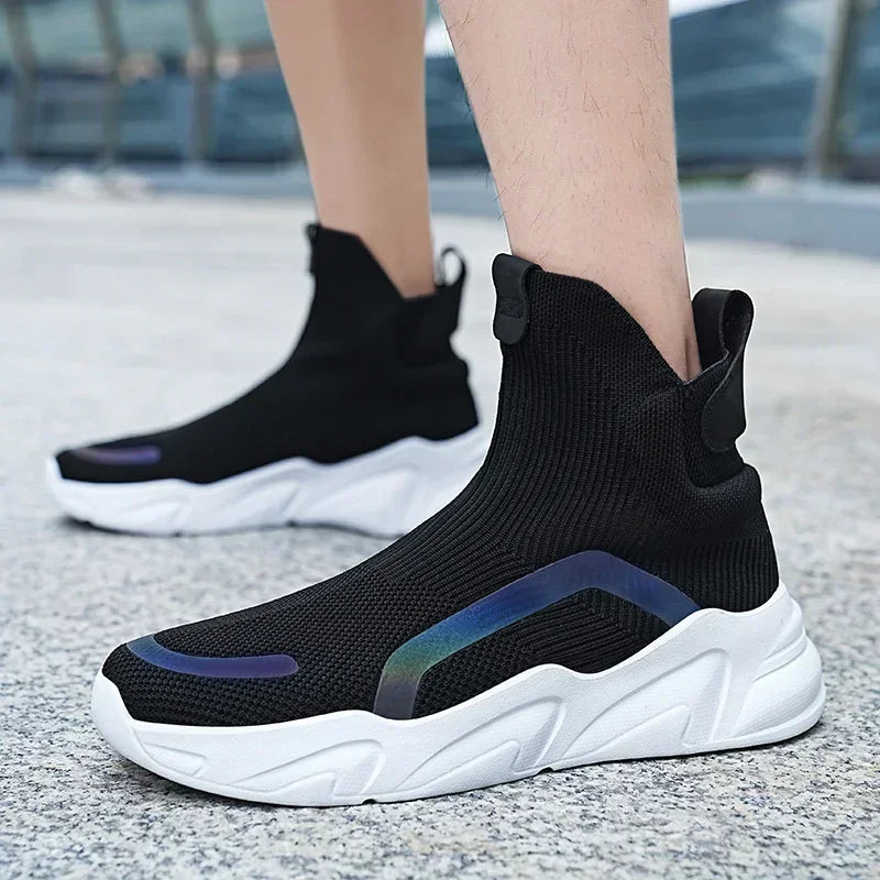 Men's Flyknit Slip-On Fashion Loafer Sneakers – Height Increasing, Anti-Odor, Casual Shoes