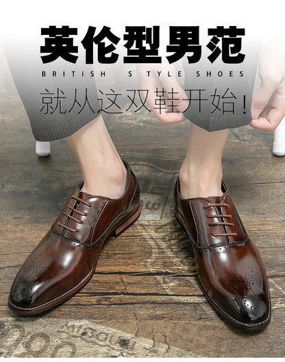 Men's Classic Italian Oxford Dress Shoes – Pointed Toe, Microfiber, Formal Business Shoes