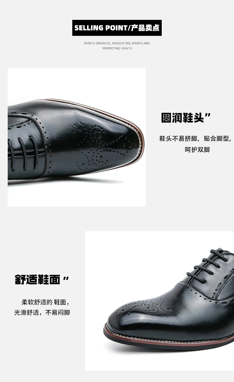 Men's Classic Italian Oxford Dress Shoes – Pointed Toe, Microfiber, Formal Business Shoes