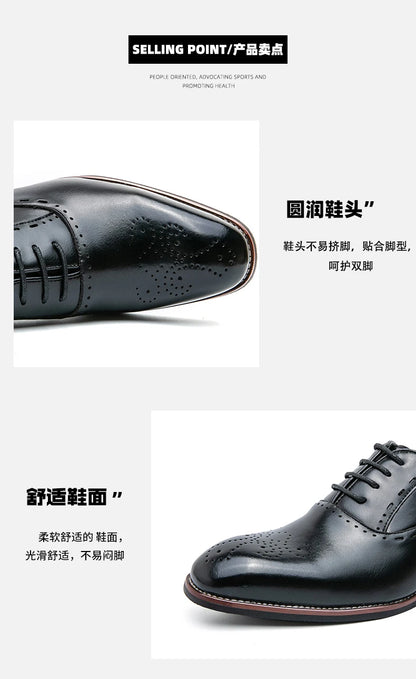 Men's Classic Italian Oxford Dress Shoes – Pointed Toe, Microfiber, Formal Business Shoes