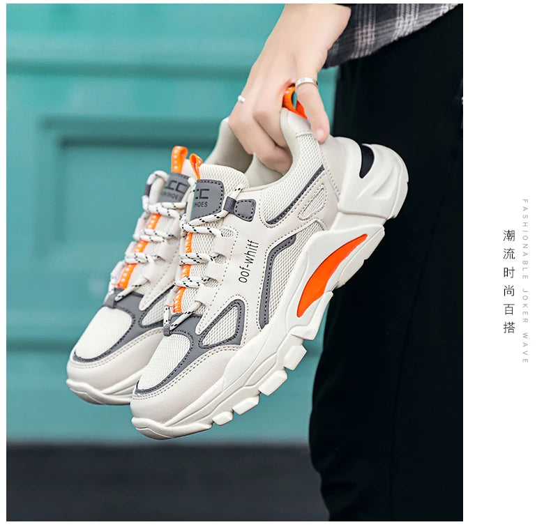 Men's Breathable Mesh Soft Sole Running Sneakers – Lace-Up, All-Season Comfort Walking Shoes