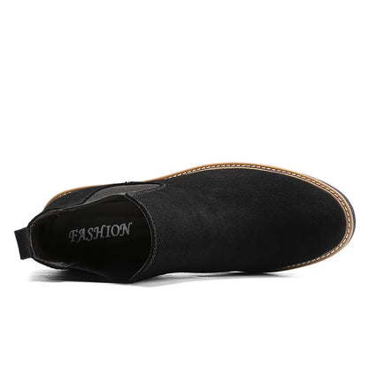 Men's British Style Chelsea Boots – Suede Leather, Slip-On, Pointed Toe Ankle Boots