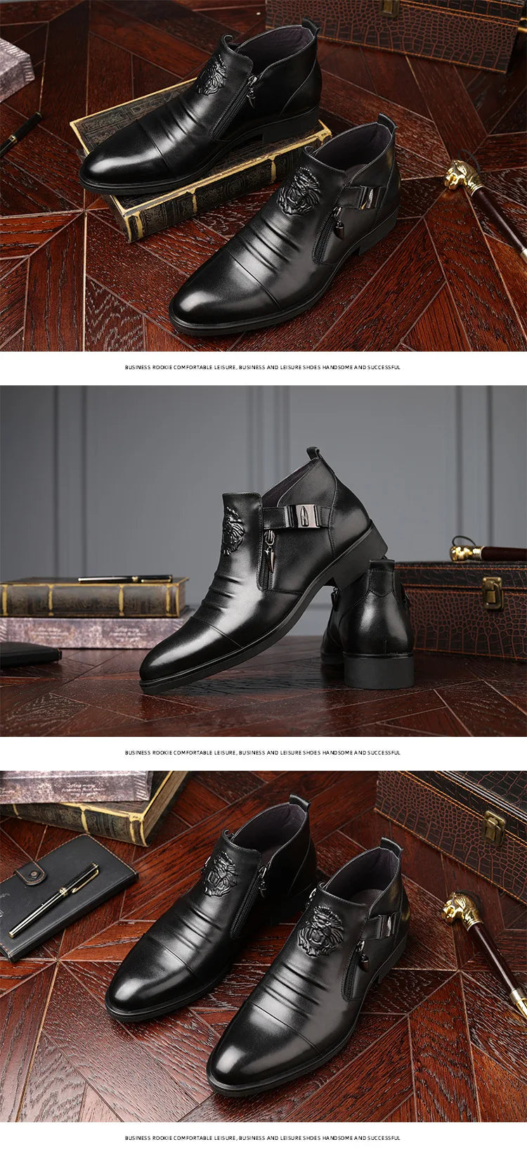 Men's Pointed Toe Chelsea Ankle Boots – British Style, Zip Closure, Business Casual Leather Shoes
