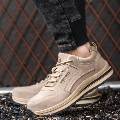 Men's Indestructible Steel Toe Safety Work Boots – Puncture-Proof, Cow Suede, Breathable Work Sneakers