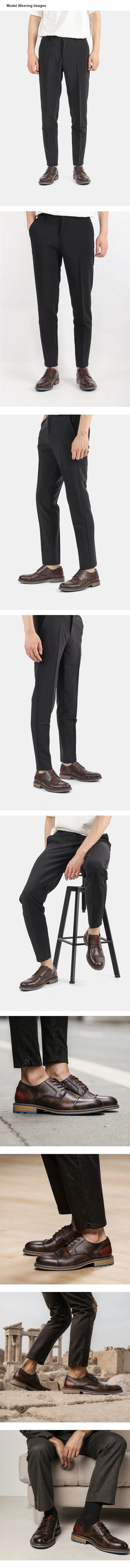 Men's Retro Cap Toe Oxford Derby Leather Shoes – Breathable, Height Increasing, Casual Fashion