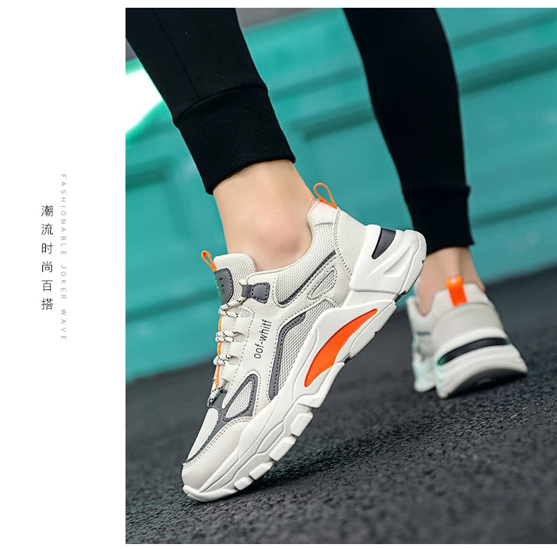 Men's Breathable Mesh Soft Sole Running Sneakers – Lace-Up, All-Season Comfort Walking Shoes
