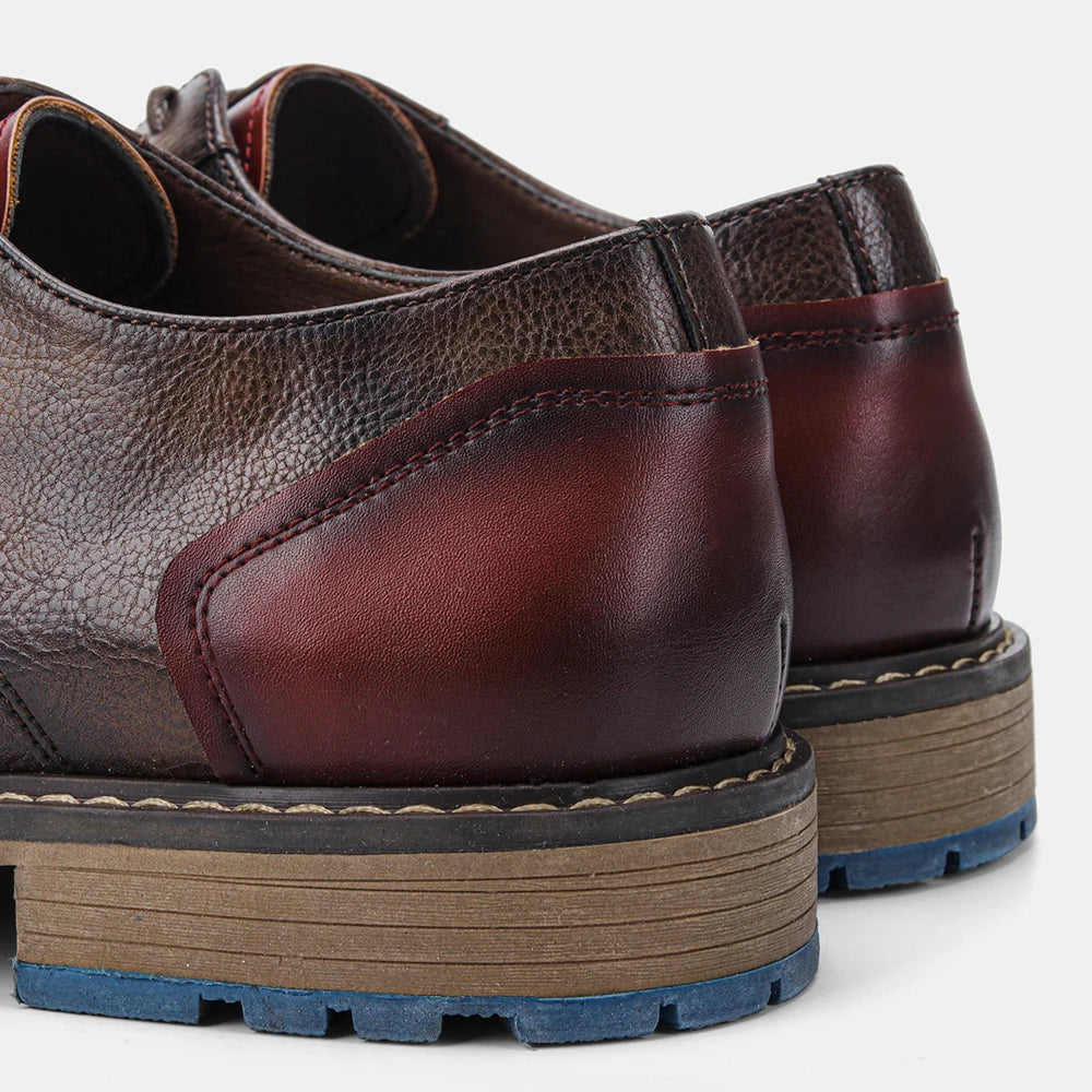 Men's Retro Cap Toe Oxford Derby Leather Shoes – Breathable, Height Increasing, Casual Fashion