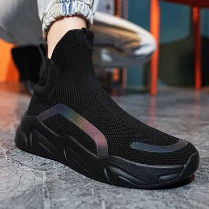 Men's Flyknit Slip-On Fashion Loafer Sneakers – Height Increasing, Anti-Odor, Casual Shoes