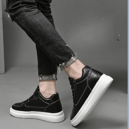 Men's Height Increasing Leather Platform Sneakers – 6/8/10cm Elevator Lace-Up Luxury Shoes