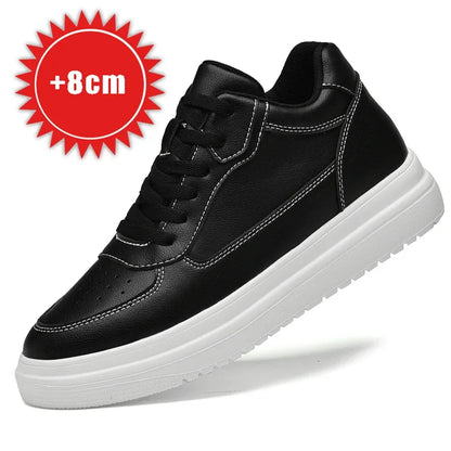 Men's Height Increasing Leather Platform Sneakers – 6/8/10cm Elevator Lace-Up Luxury Shoes