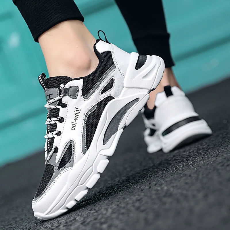 Men's Breathable Mesh Soft Sole Running Sneakers – Lace-Up, All-Season Comfort Walking Shoes