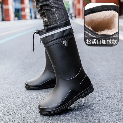 Men's German-Style Waterproof Rain Boots – High Tube, Snake-Bite Resistant, Thickened Rubber