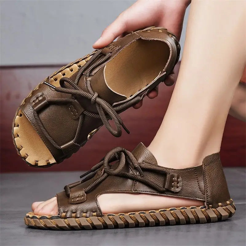 Roman Style Soft Strappy Hollow Open Toe Man Sandals Outdoor Daily Use New Fashion Breathable Summer Sale Arrival Shoes for Men