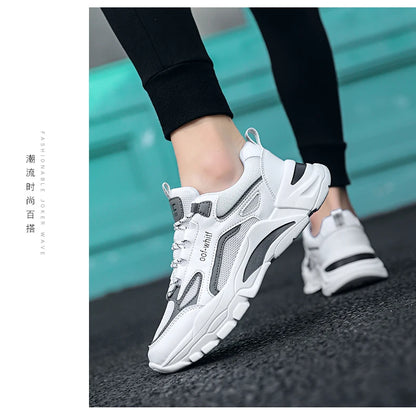 Men's Breathable Mesh Soft Sole Running Sneakers – Lace-Up, All-Season Comfort Walking Shoes