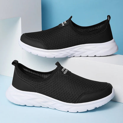 Men's Classic Breathable Mesh Slip-On Sneakers – Lightweight, Anti-Odor, Casual Running Shoes