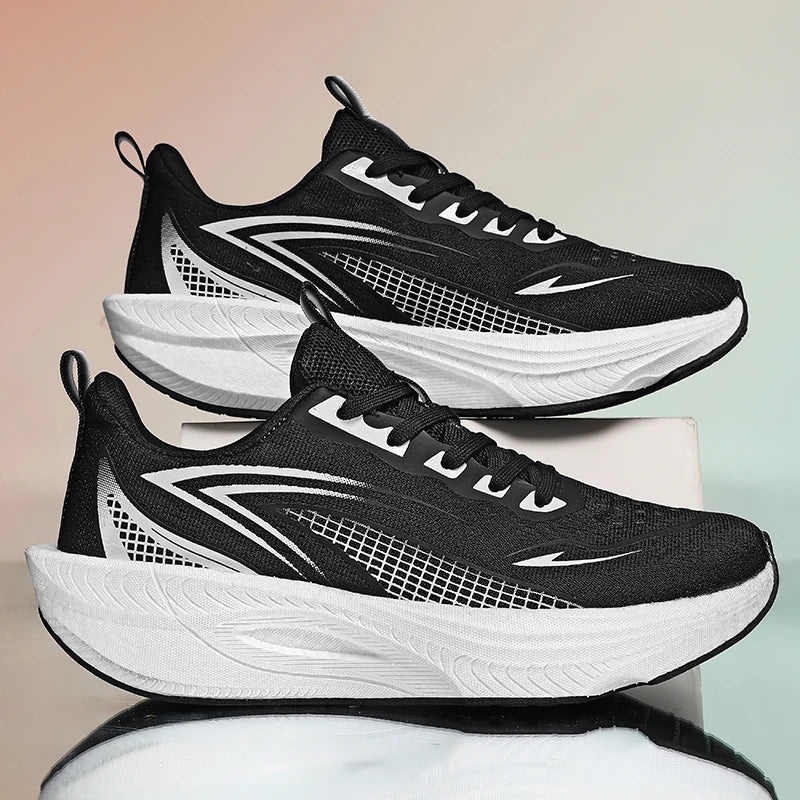 Marathon Carbon Board Air Cushion Running Sneakers – Breathable Mesh, Lightweight, Non-Slip Athletic Shoes