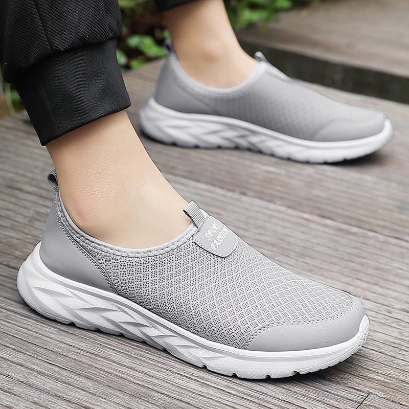 Men's Classic Breathable Mesh Slip-On Sneakers – Lightweight, Anti-Odor, Casual Running Shoes
