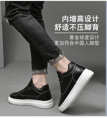 Men's Height Increasing Leather Platform Sneakers – 6/8/10cm Elevator Lace-Up Luxury Shoes