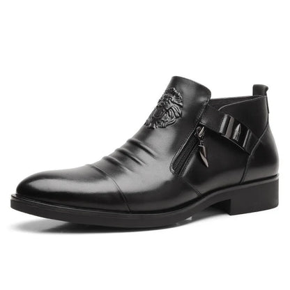 Men's Pointed Toe Chelsea Ankle Boots – British Style, Zip Closure, Business Casual Leather Shoes