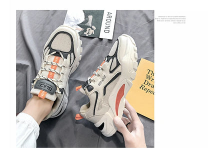 Men's Breathable Mesh Soft Sole Running Sneakers – Lace-Up, All-Season Comfort Walking Shoes