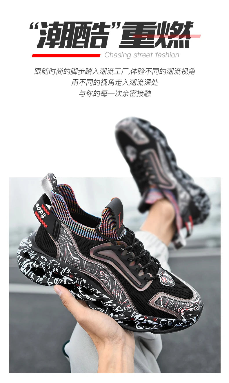 Men's Luxury Breathable Sneakers – Lace-Up, Anti-Odor, Casual Trainer Running Shoes
