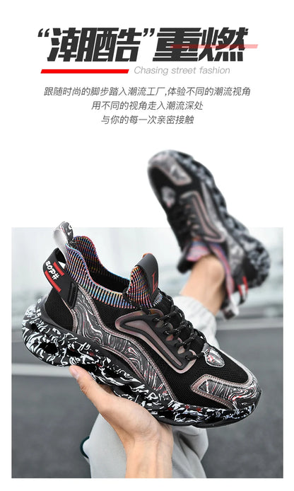 Men's Luxury Breathable Sneakers – Lace-Up, Anti-Odor, Casual Trainer Running Shoes