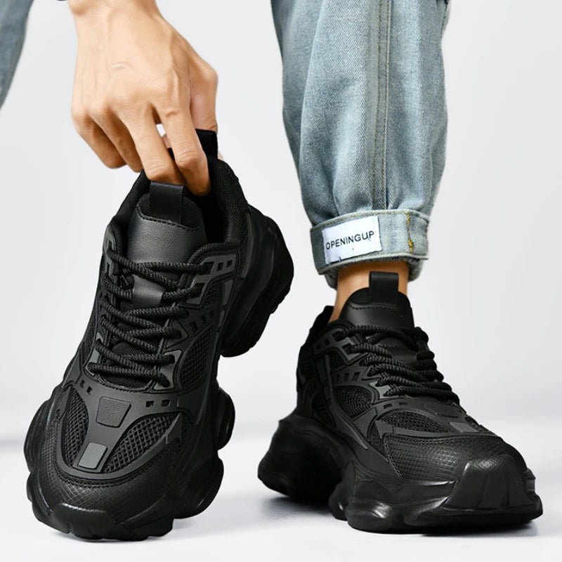 Men's Platform Street Athletic Sneakers – Breathable Air Mesh, Lace-Up, Plus Size Up to 52