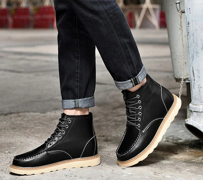 Men's Elevator Hidden Heel Boots – Height Increasing 6CM 8CM 10CM, Microfiber Leather, Warm Lining