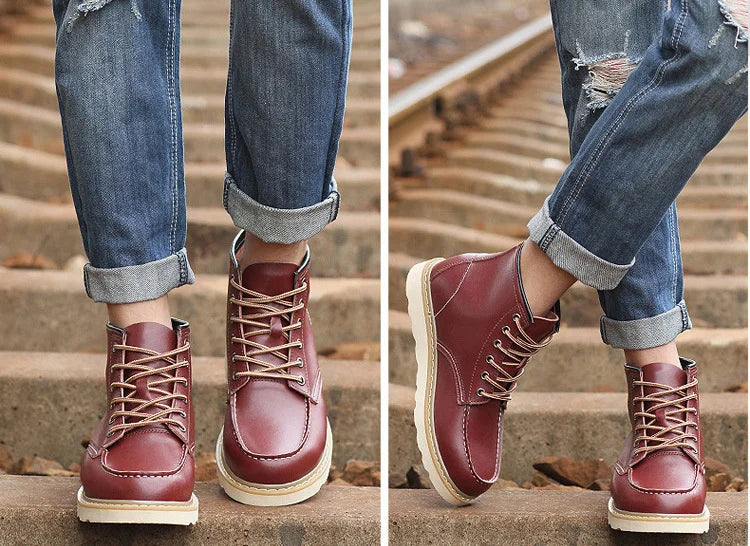 Men's Elevator Hidden Heel Boots – Height Increasing 6CM 8CM 10CM, Microfiber Leather, Warm Lining