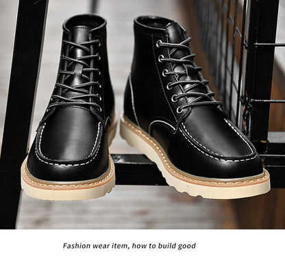 Men's Elevator Hidden Heel Boots – Height Increasing 6CM 8CM 10CM, Microfiber Leather, Warm Lining
