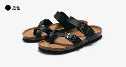 Men's Cork Style Beach Sandals – Metal Detail, EVA Sole, Fashion Summer Flip Flops